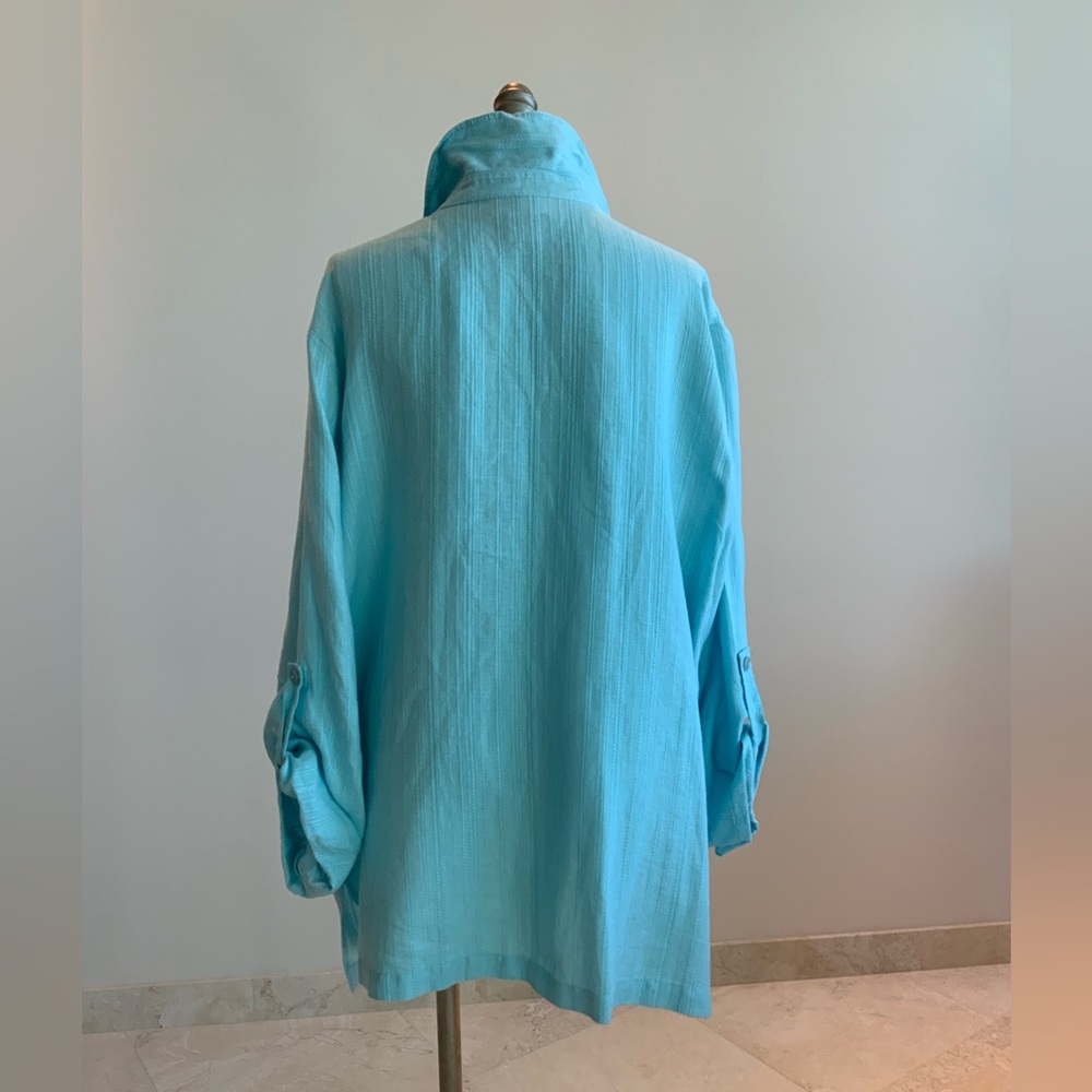 JM Collection Light Blue Button Down Shirt - Picture 3 of 7